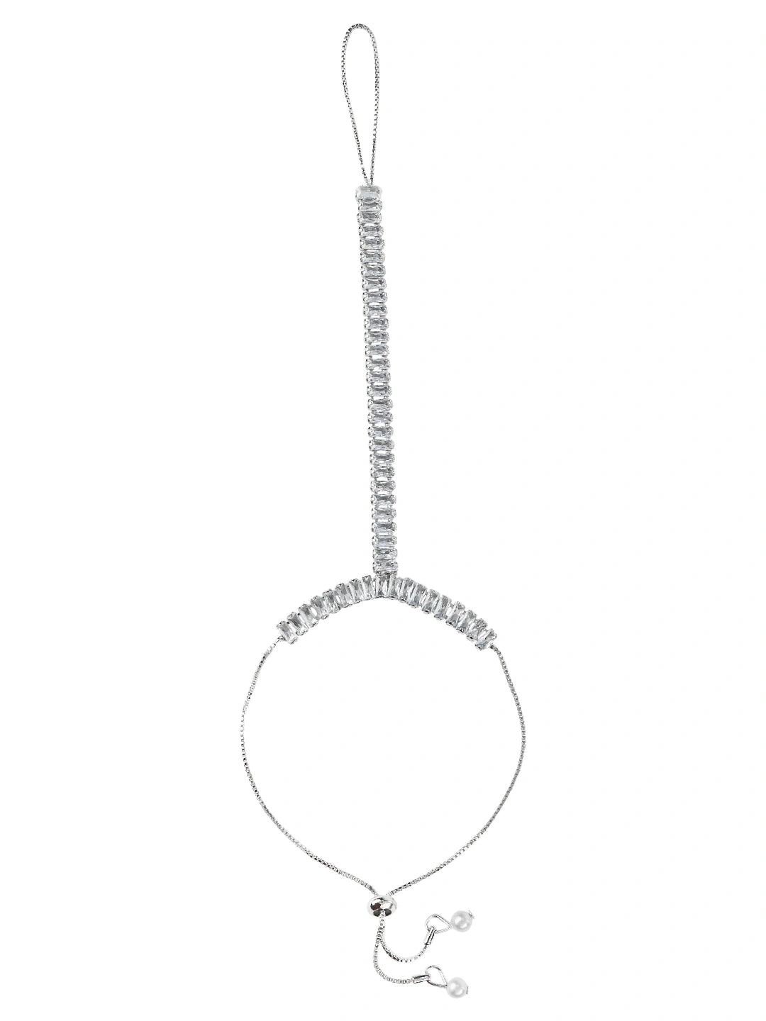 Silver Plated Baguette Stone Ring Bracelet