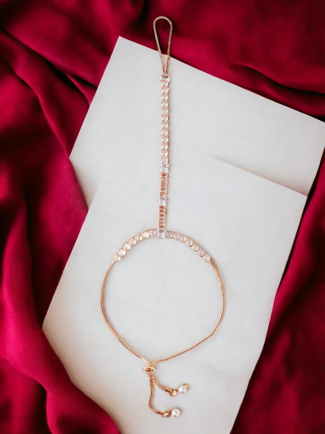 Gold Plated CZ Stone Ring Bracelet