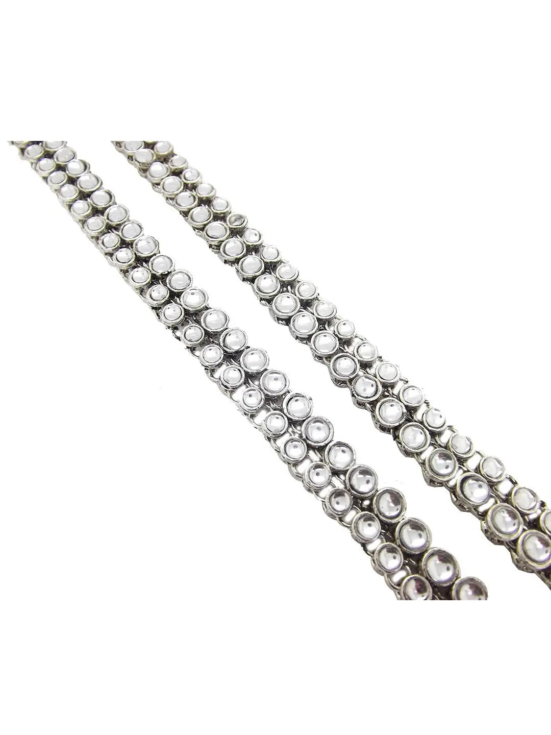 Silver Plated Kundan Anklet