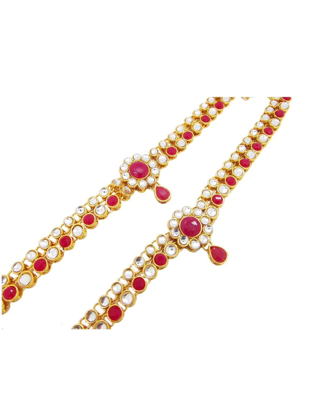 Red Stone Kundan Anklet