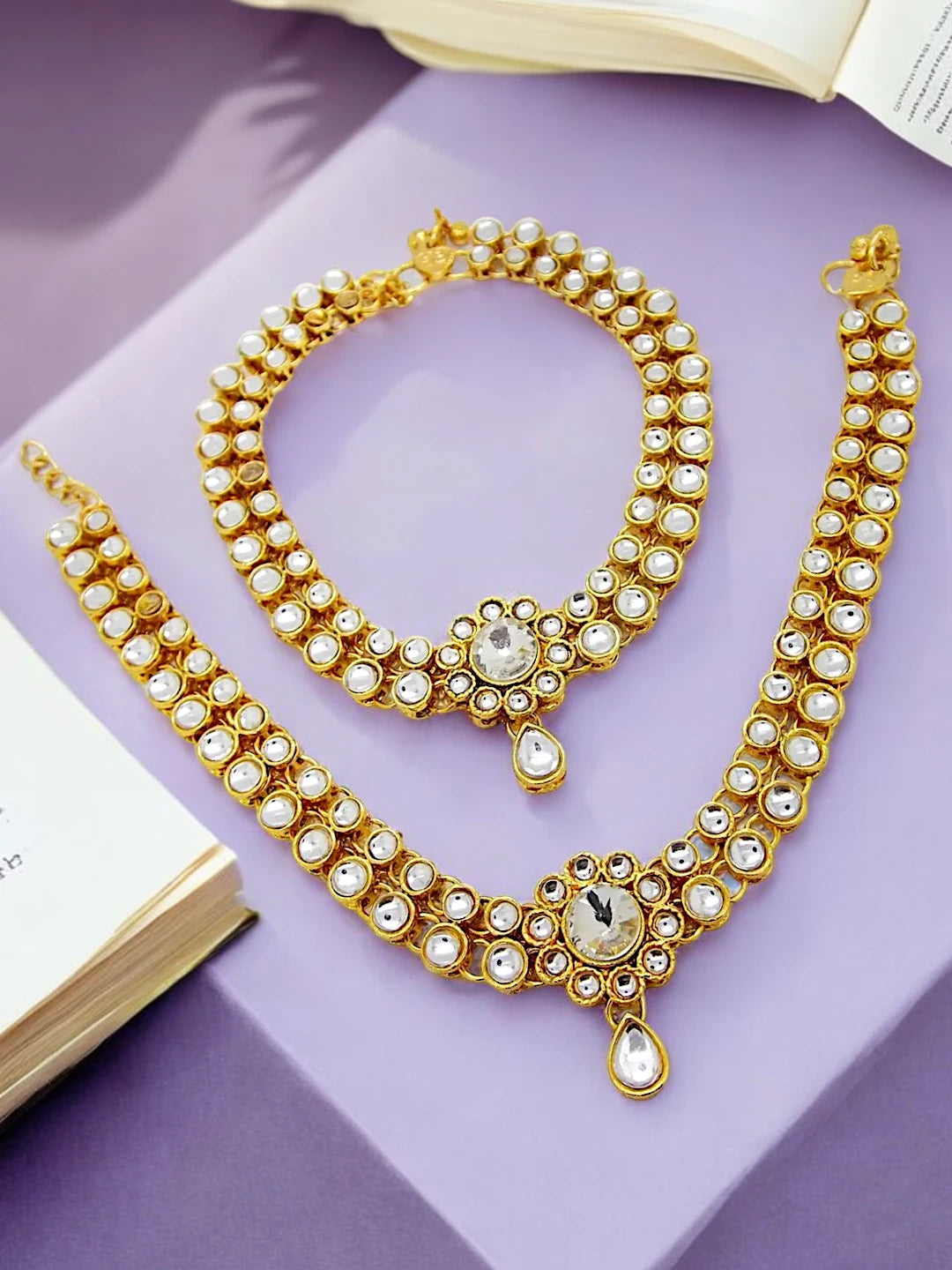 Floral Kundan Anklet