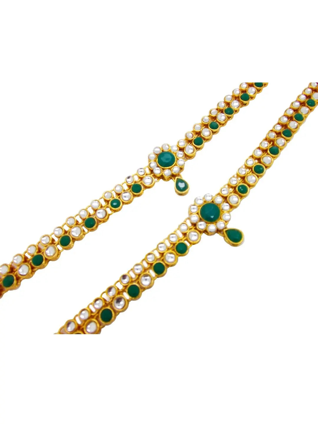 Green Stone Kundan Anklet