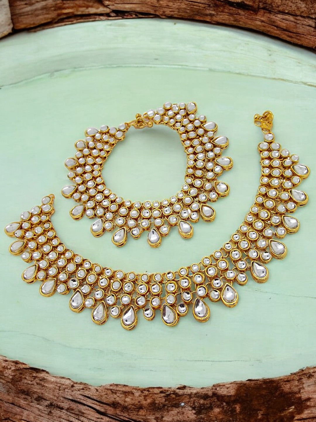 Three Layered Kundan Anklet