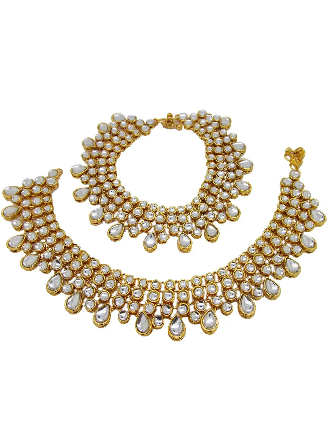 Three Layered Kundan Anklet