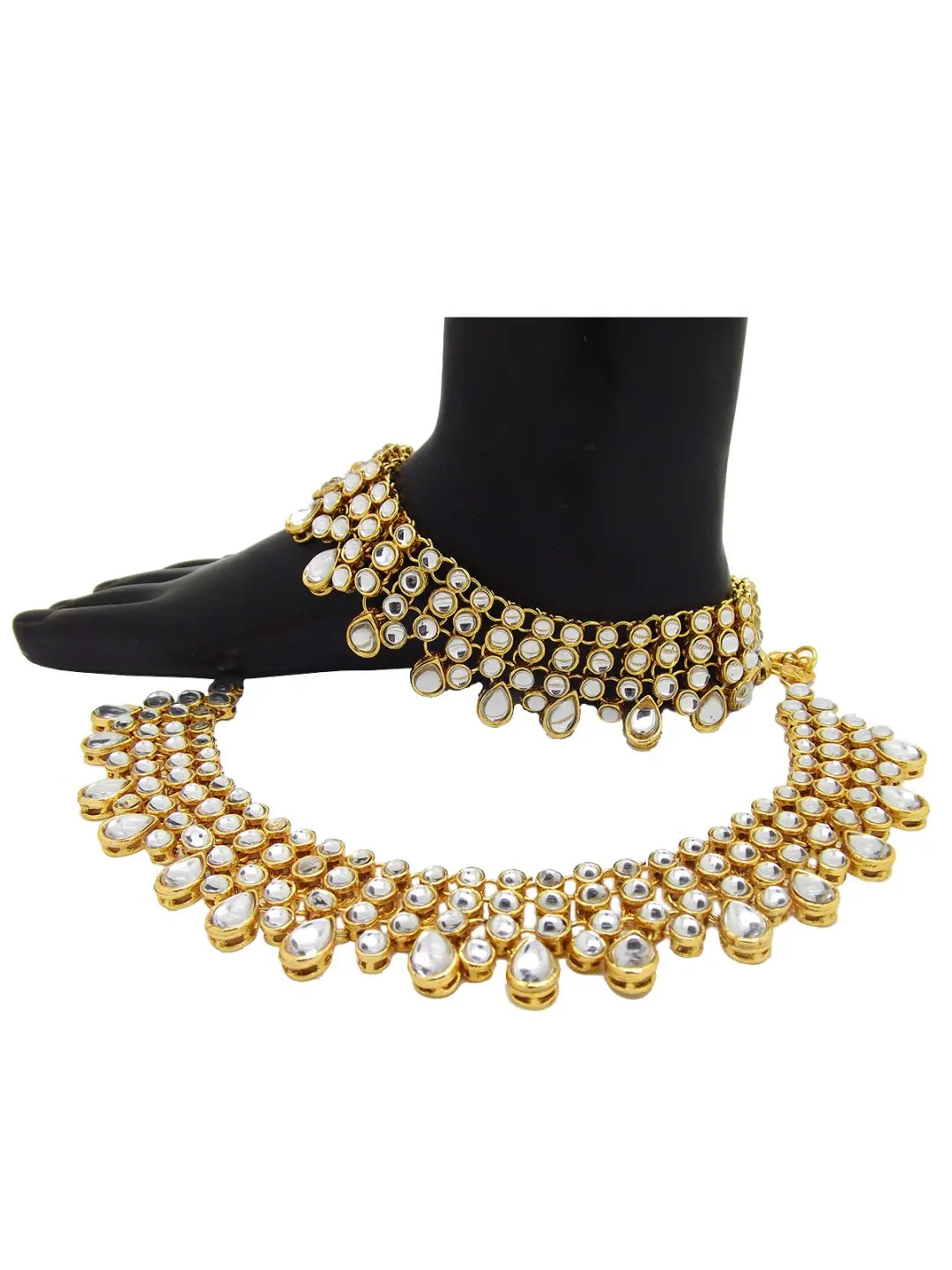 Three Layered Kundan Anklet