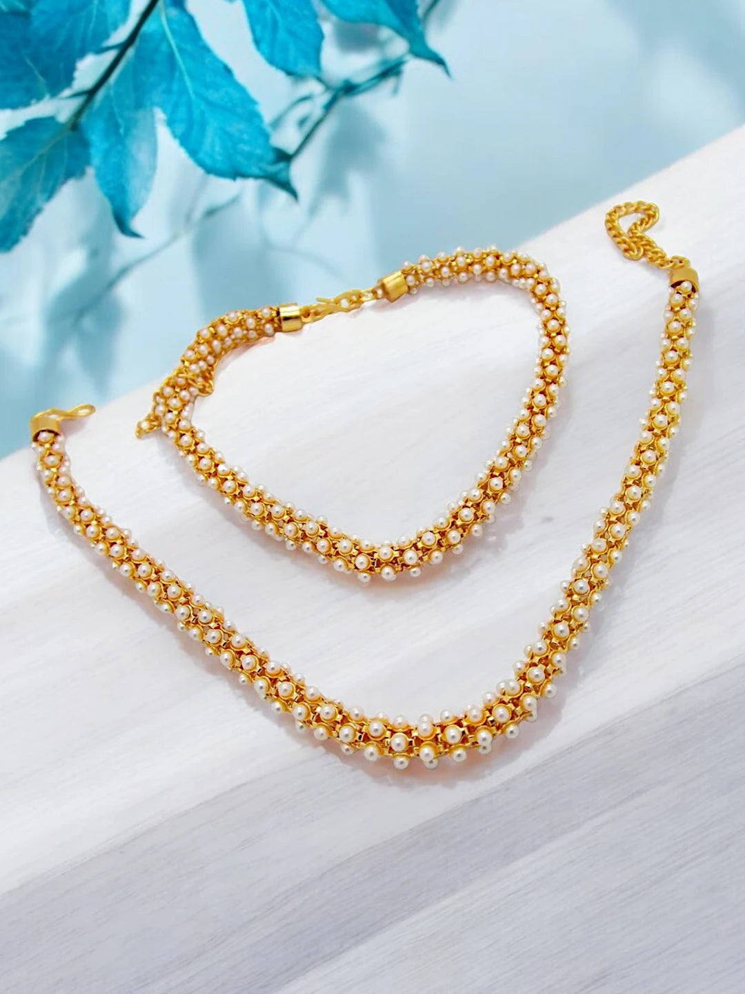 Gold Plated Pearl Anklet