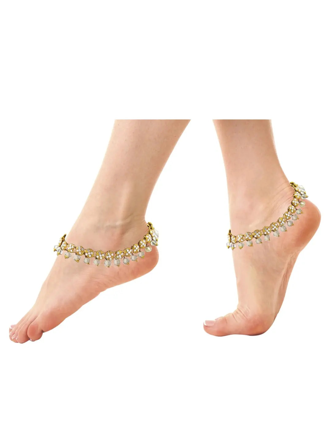 CZ Stone & White Bead Anklet