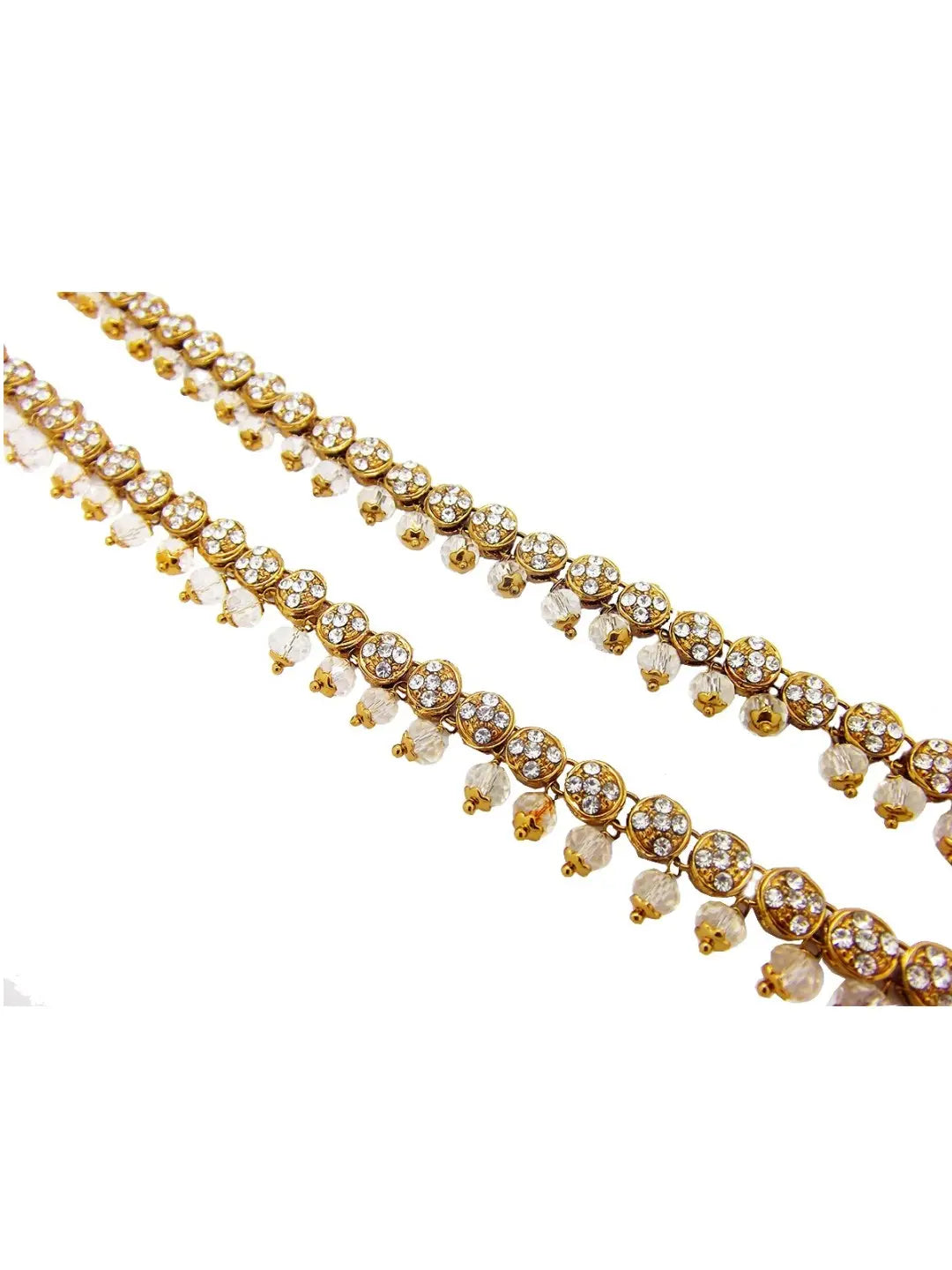 CZ Stone & White Bead Anklet