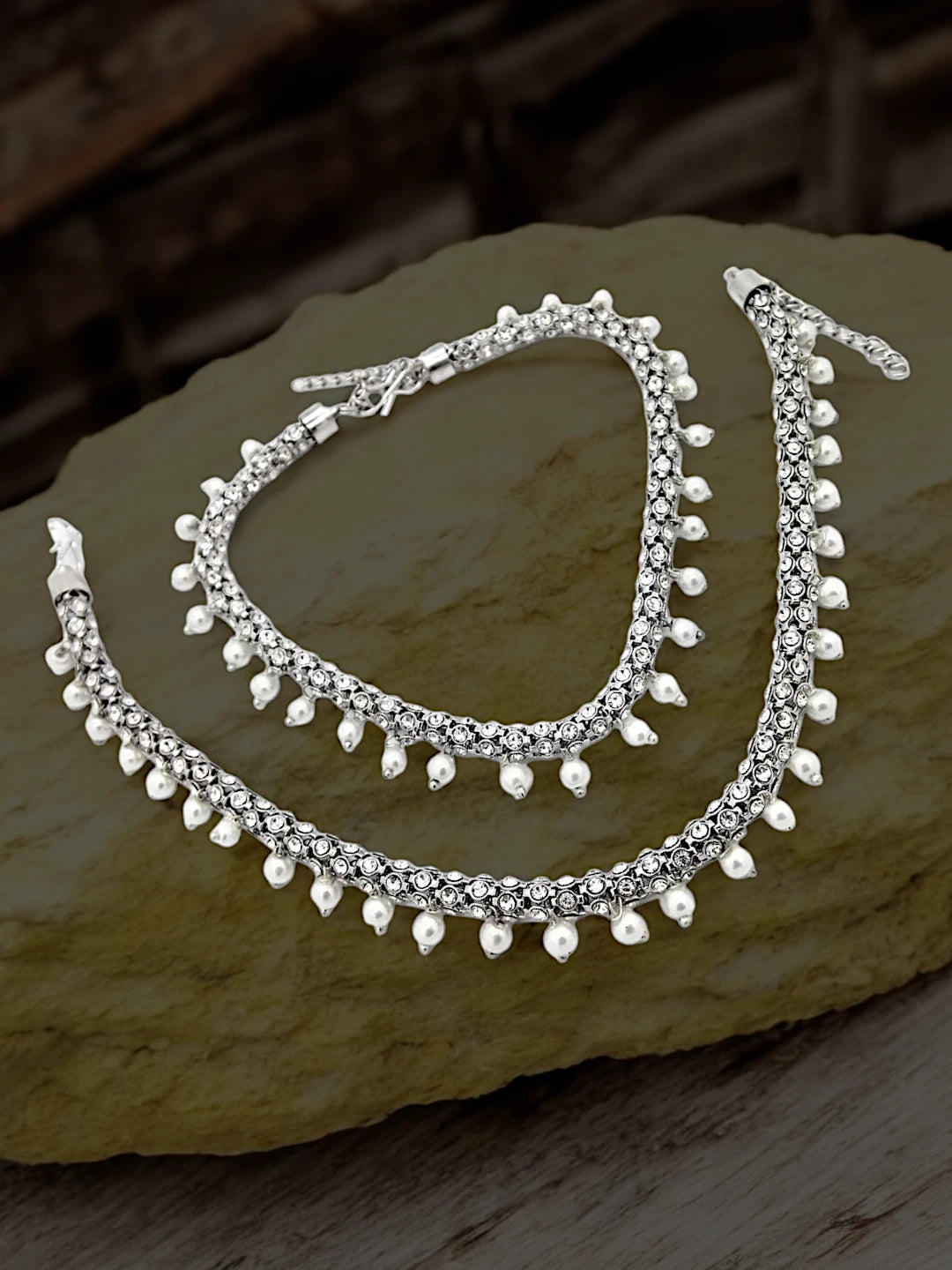 CZ Stone & Pearl Anklet