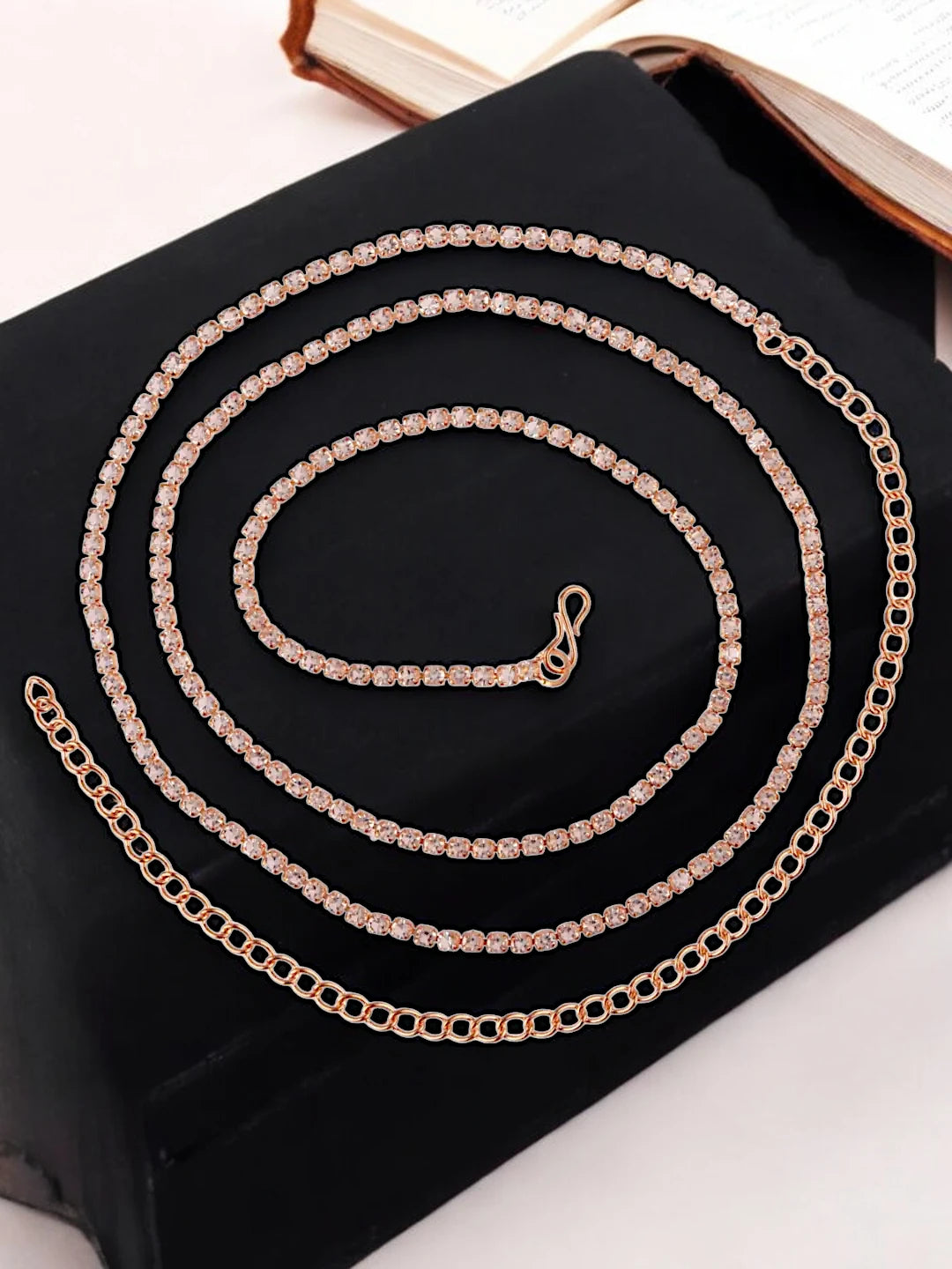 CZ-Studded Gold Plated Waist Belt