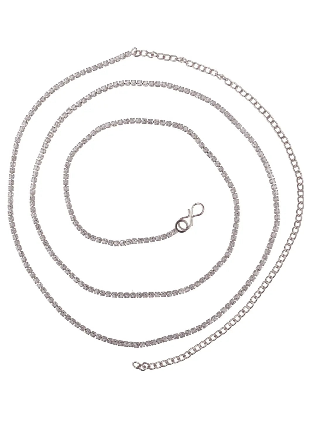CZ-Studded Silver Plated Waist Belt