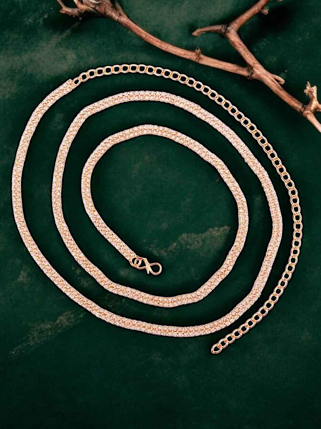 Double-Layered Waist Belt with CZ Stone Embellishments