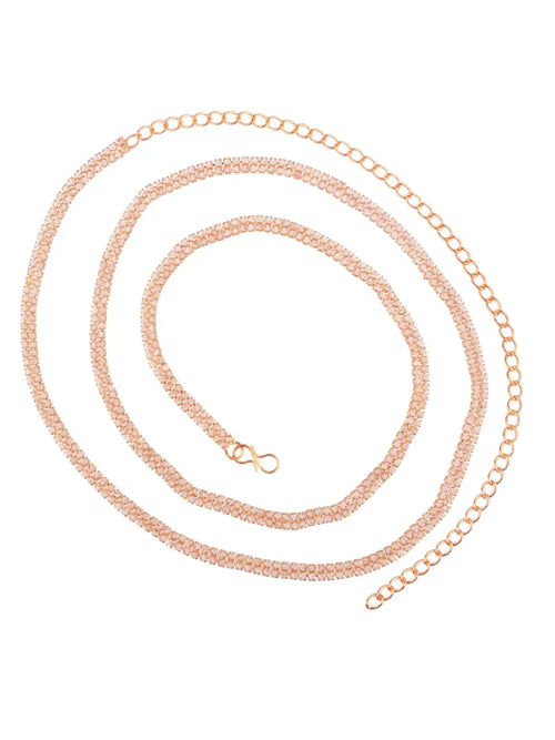 Double-Layered Waist Belt with CZ Stone Embellishments