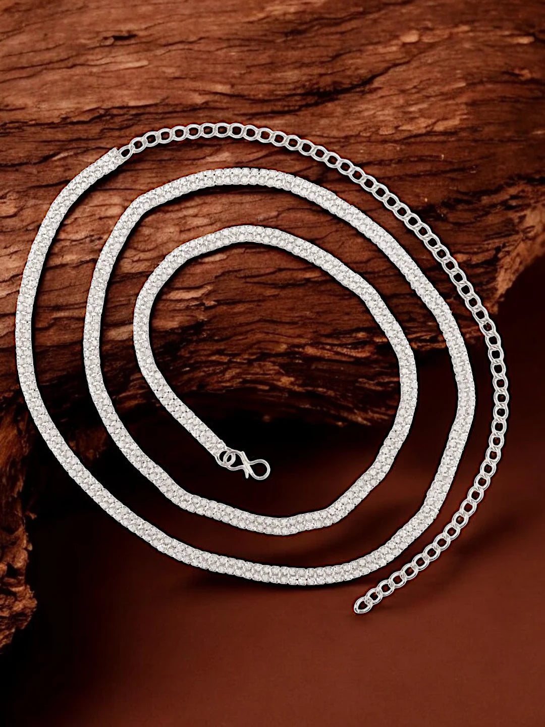 Silver Plated Waist Belt with CZ Stone Embellishments