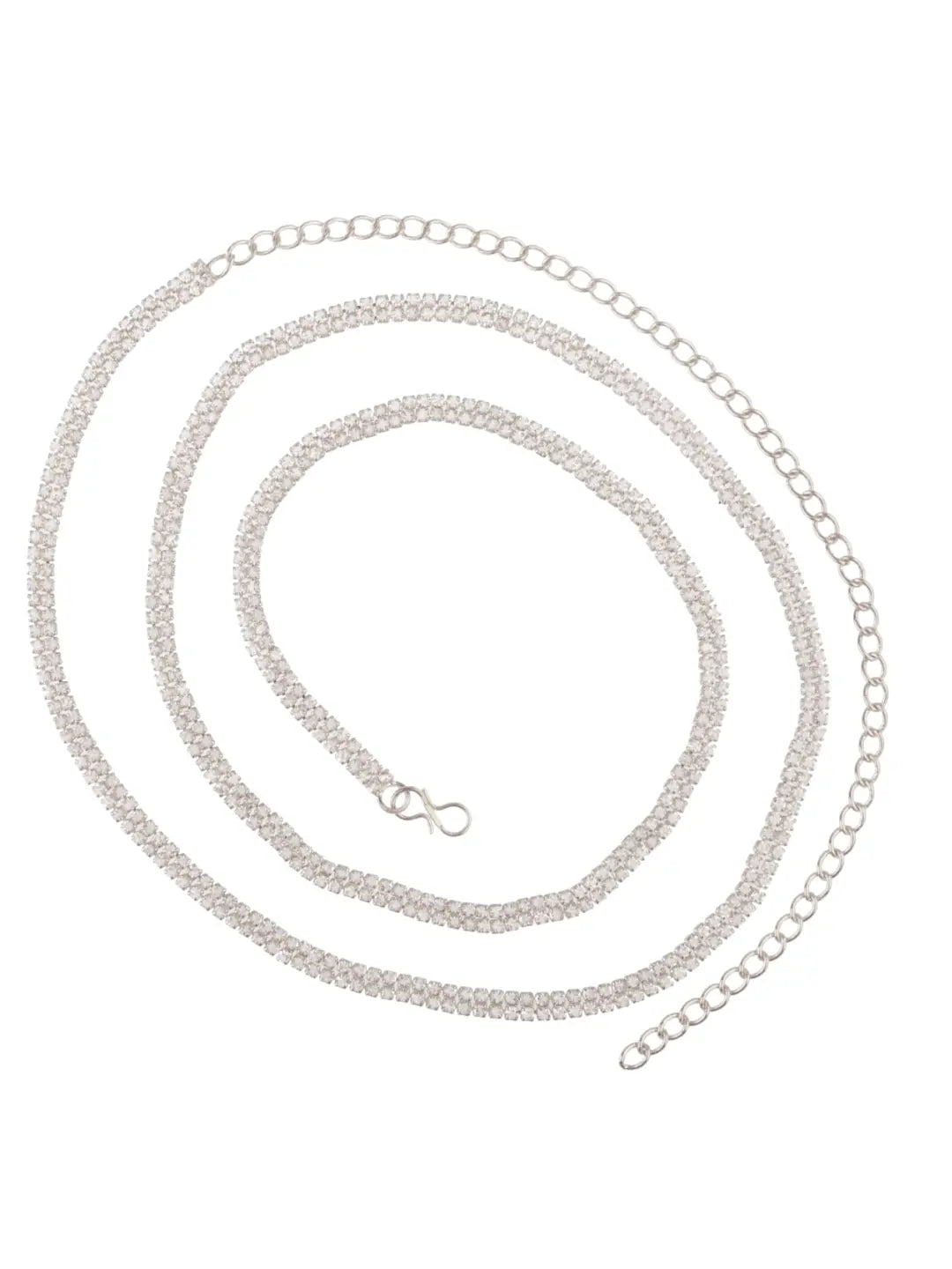 Silver Plated Waist Belt with CZ Stone Embellishments