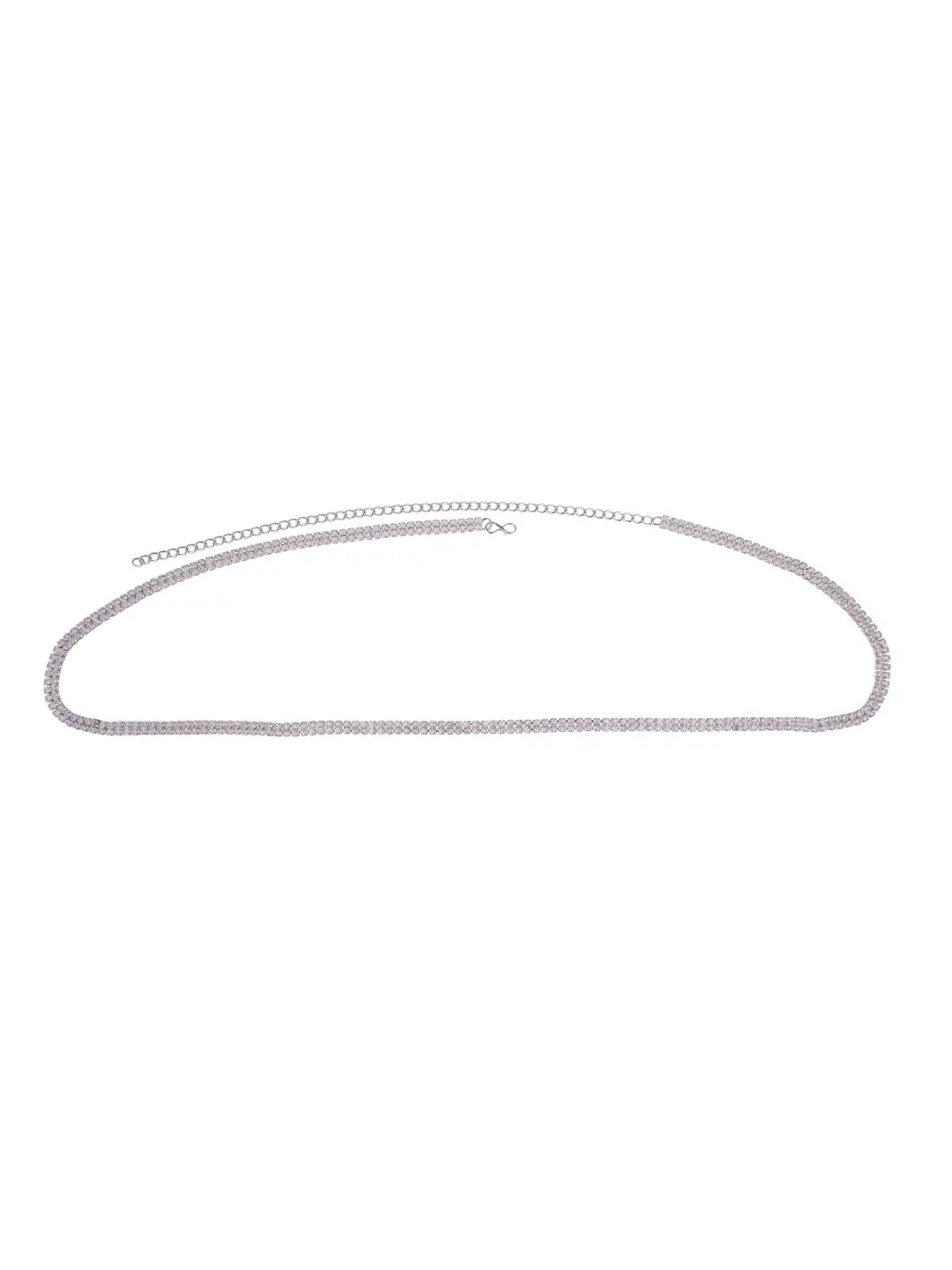 Silver Plated Waist Belt with CZ Stone Embellishments