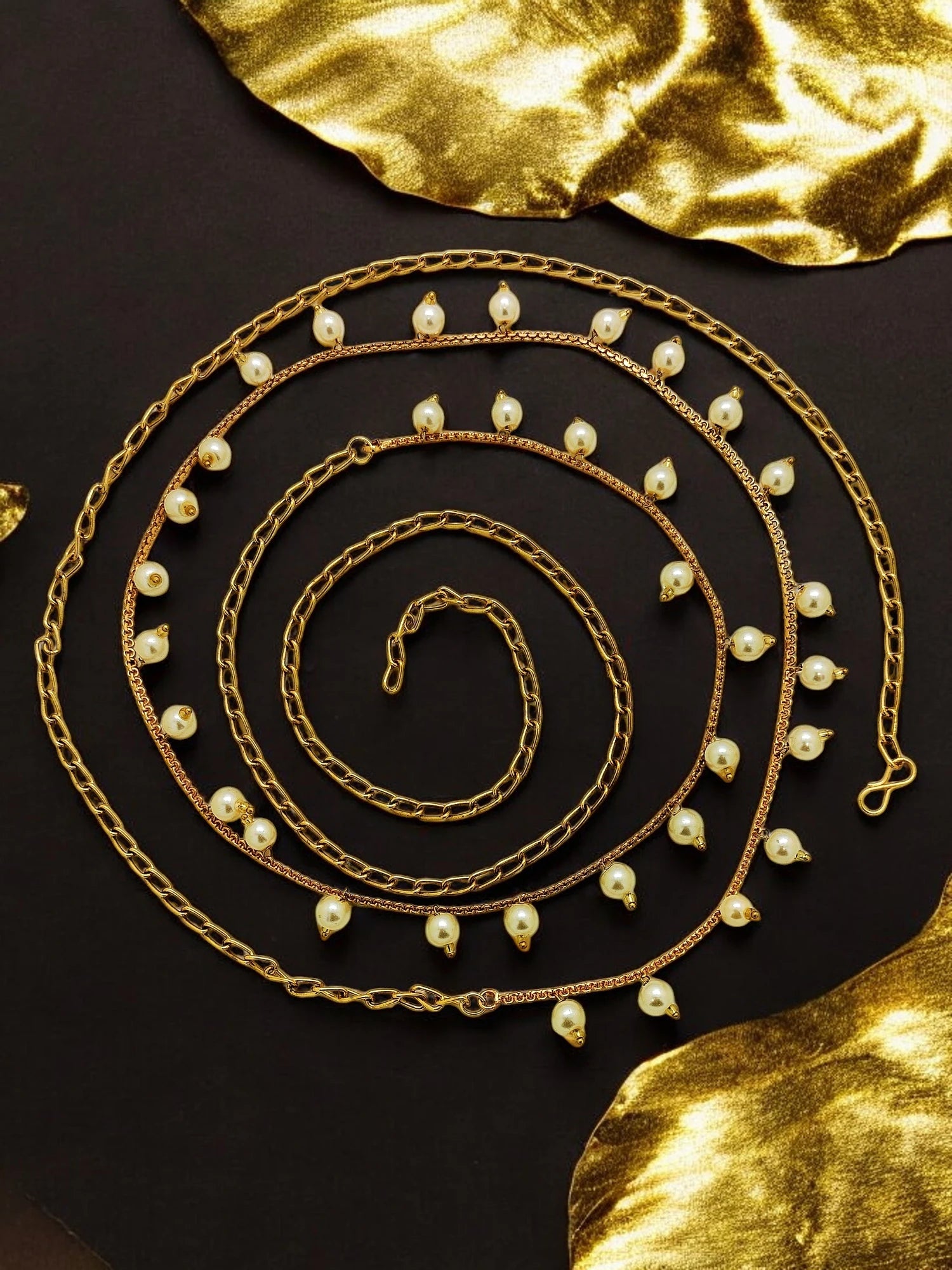 Gold Finish Pearly Waist Belt