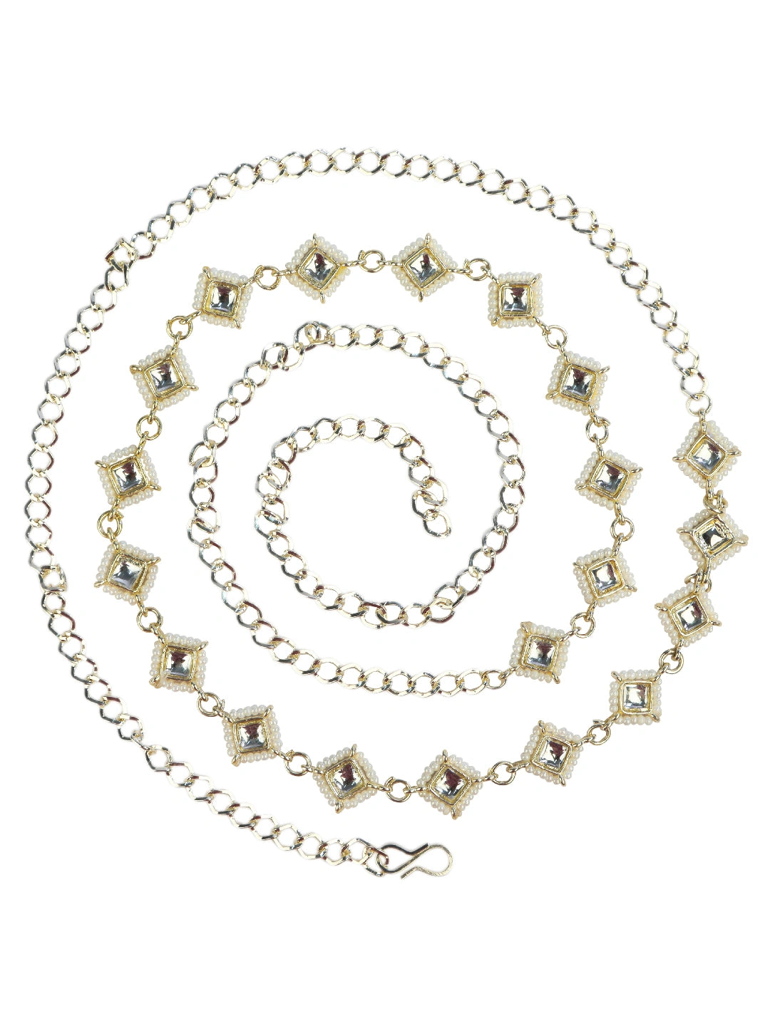 Square Kundan Beads Waist Belt