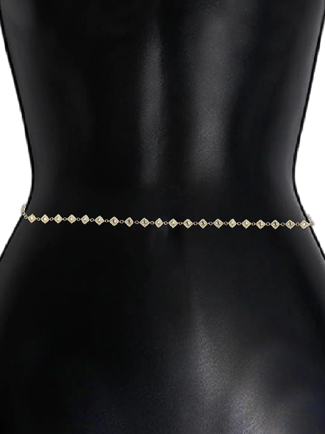 Square Kundan Beads Waist Belt