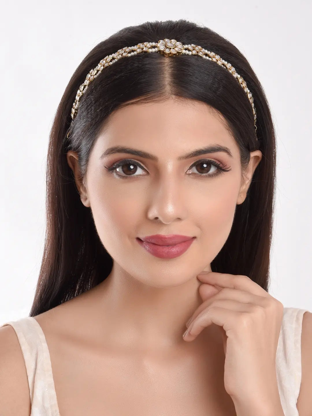 White Kundan Sheeshphool