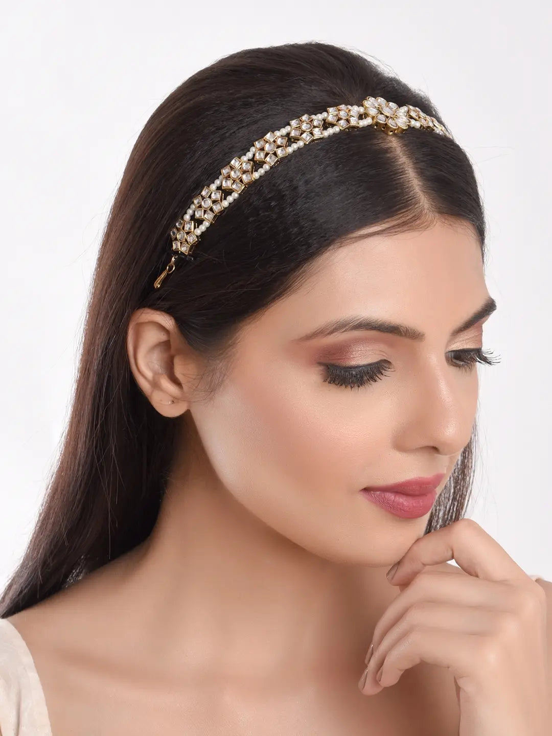 White Kundan Sheeshphool