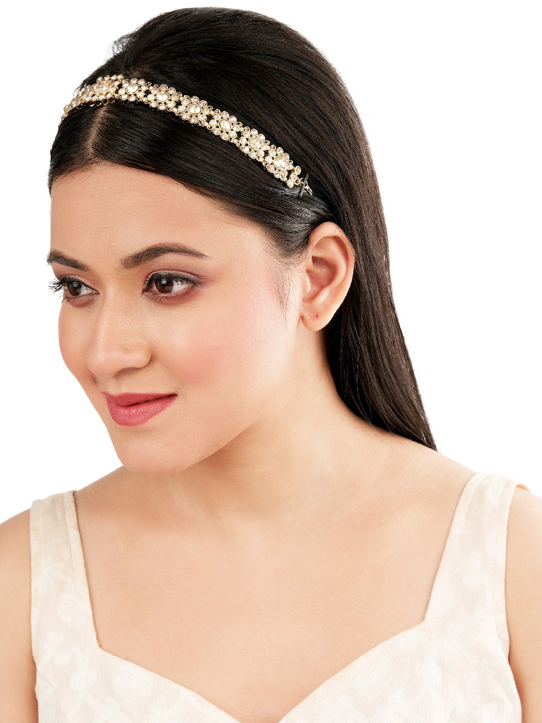 Gold plated Cz Stone Bridal Mathapatti Sheeshphool