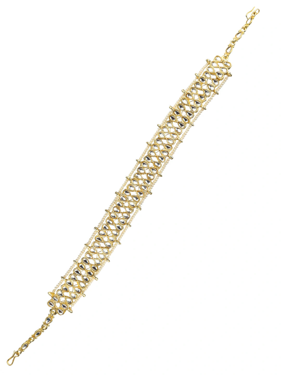 Gold plated Kundan Pearl Infinity Mathapatti Sheeshphool