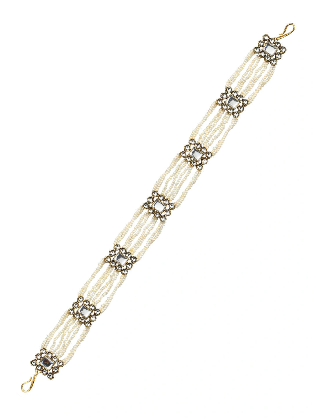 Pearl Multistrand White Kundan Mathapatti Sheeshphool