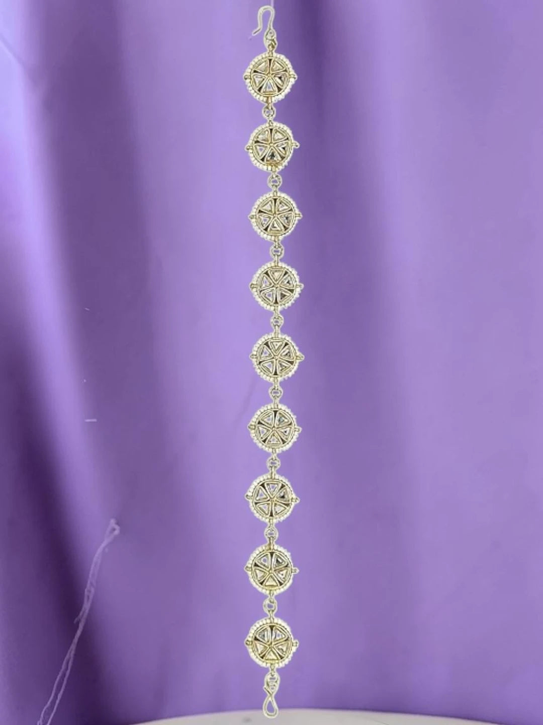 Gold Plated Stone Studded Circle Shape Matha Patti For Women and Girls