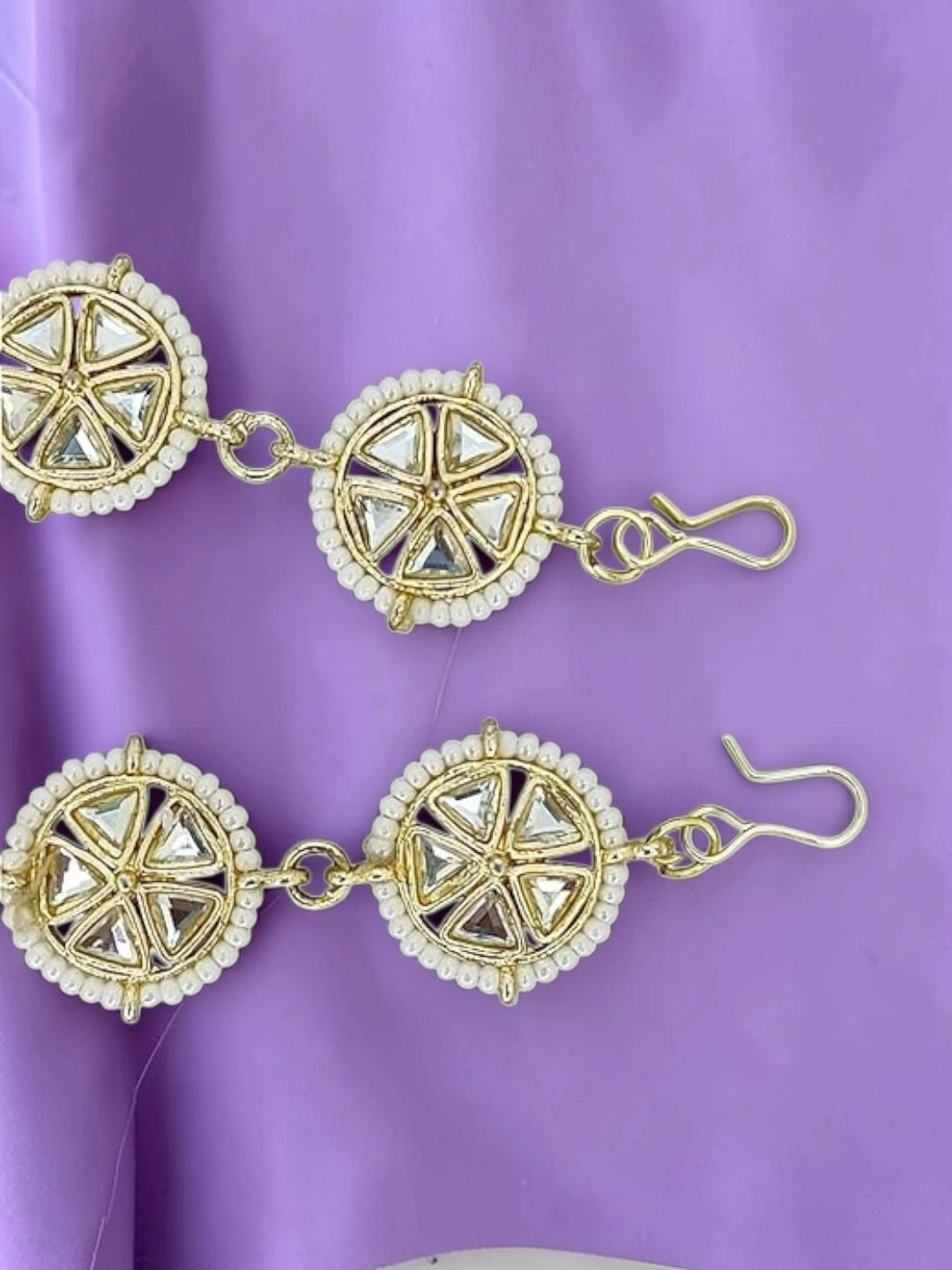 Gold Plated Stone Studded Circle Shape Matha Patti For Women and Girls