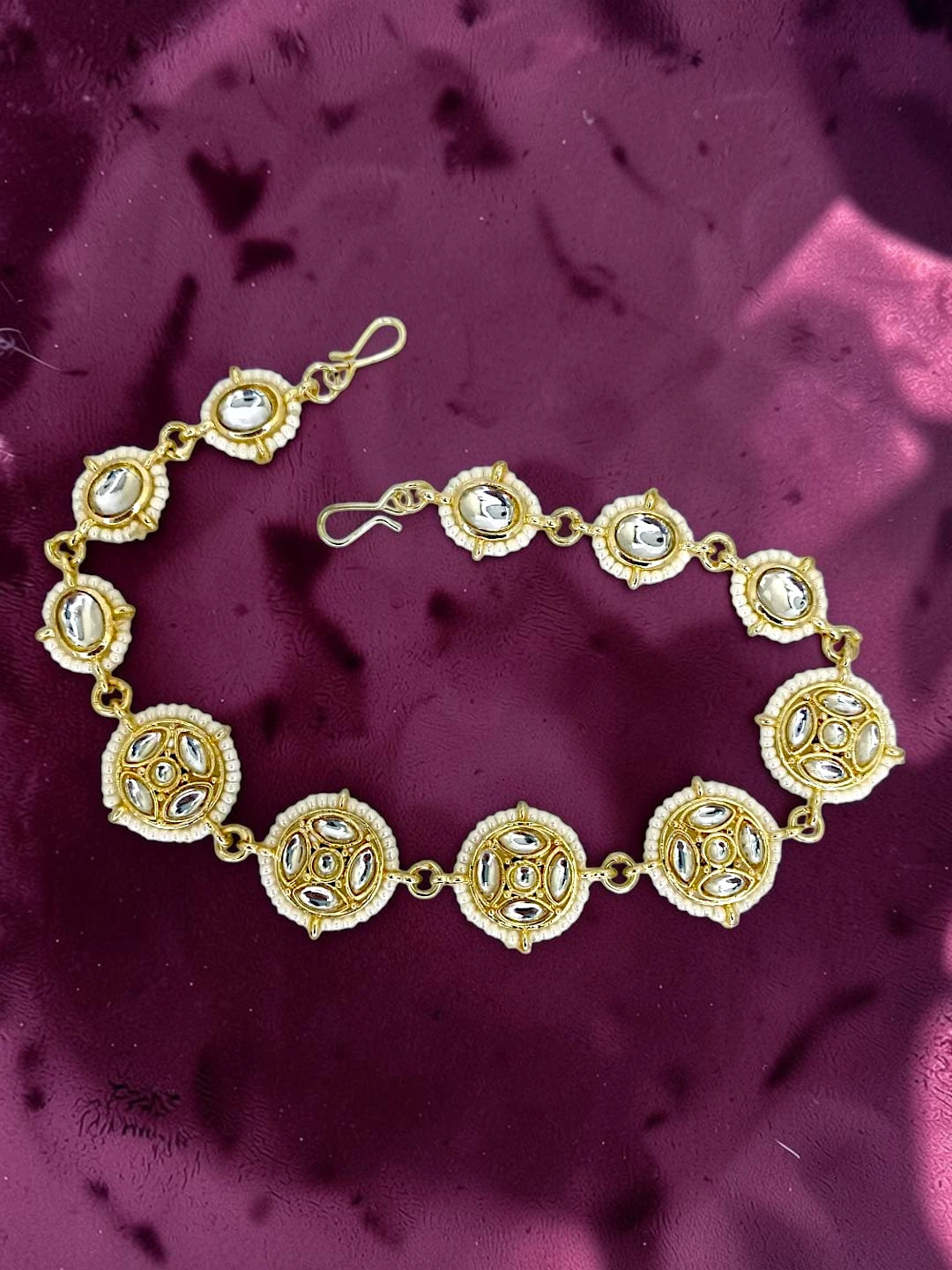 Gold-Toned Kundan Studded Matha Patti For Women and Girls