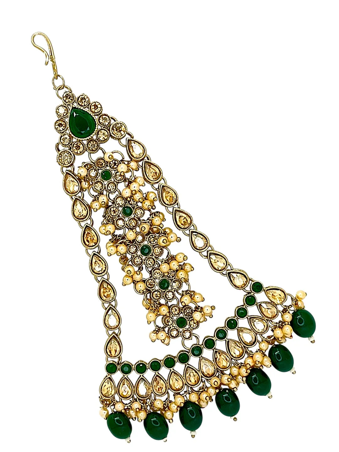 Gold-Plated Artificial Stones Jhumar Passa Head Jewellery