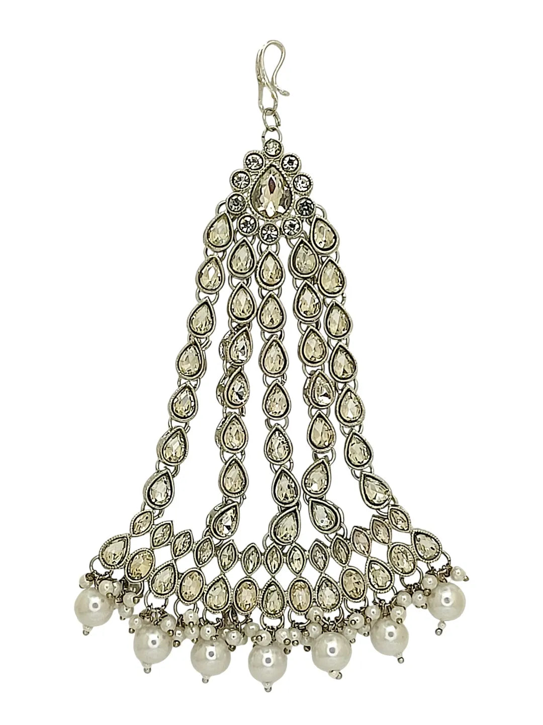 Silver with White Beads and Kundan Elegant Passa