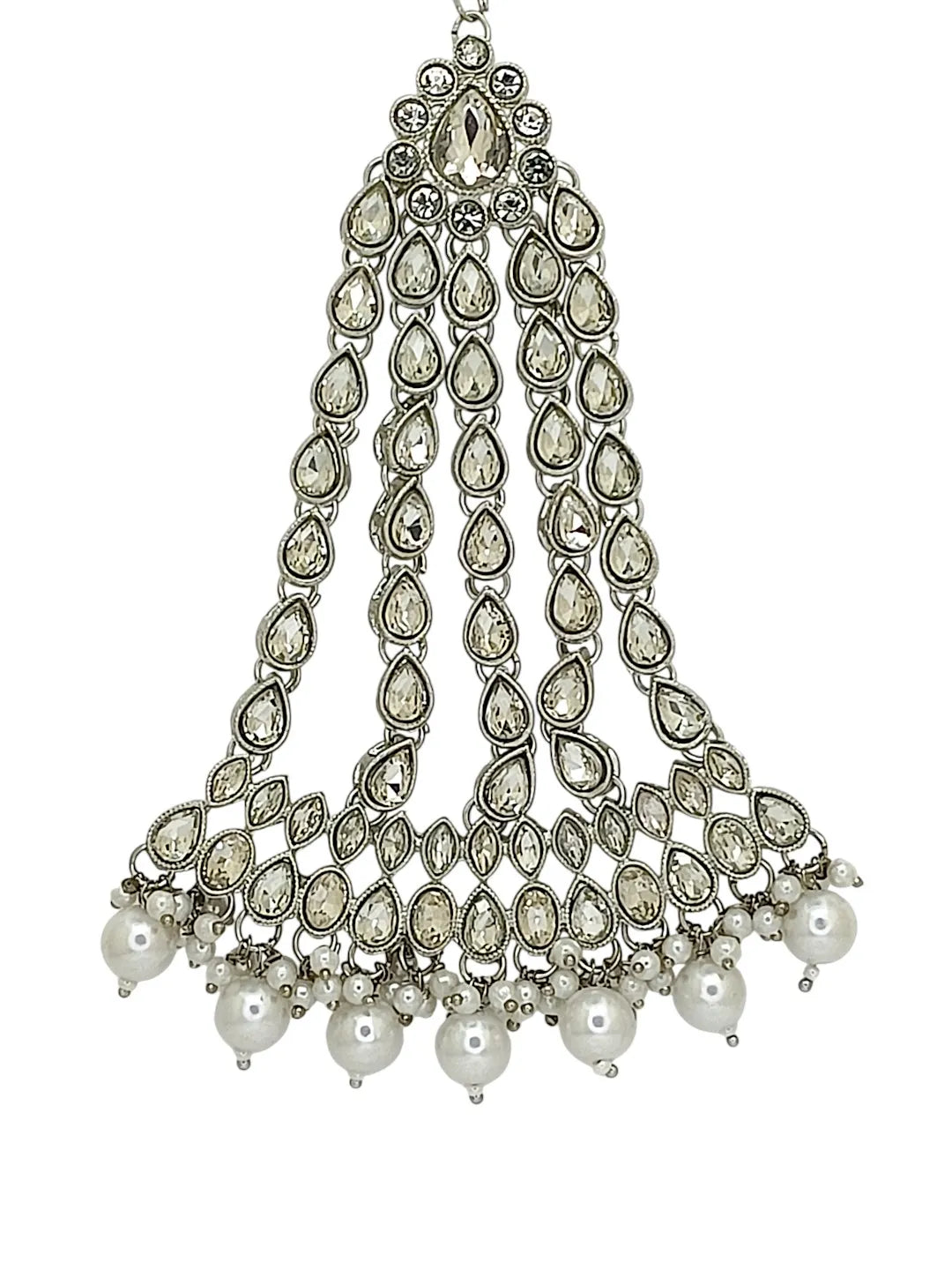 Silver with White Beads and Kundan Elegant Passa