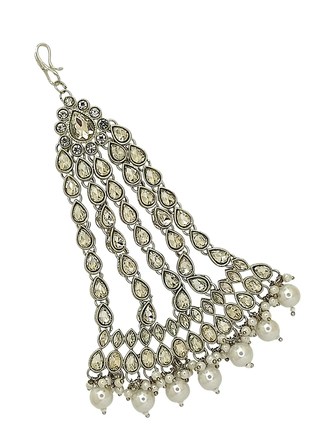 Silver with White Beads and Kundan Elegant Passa