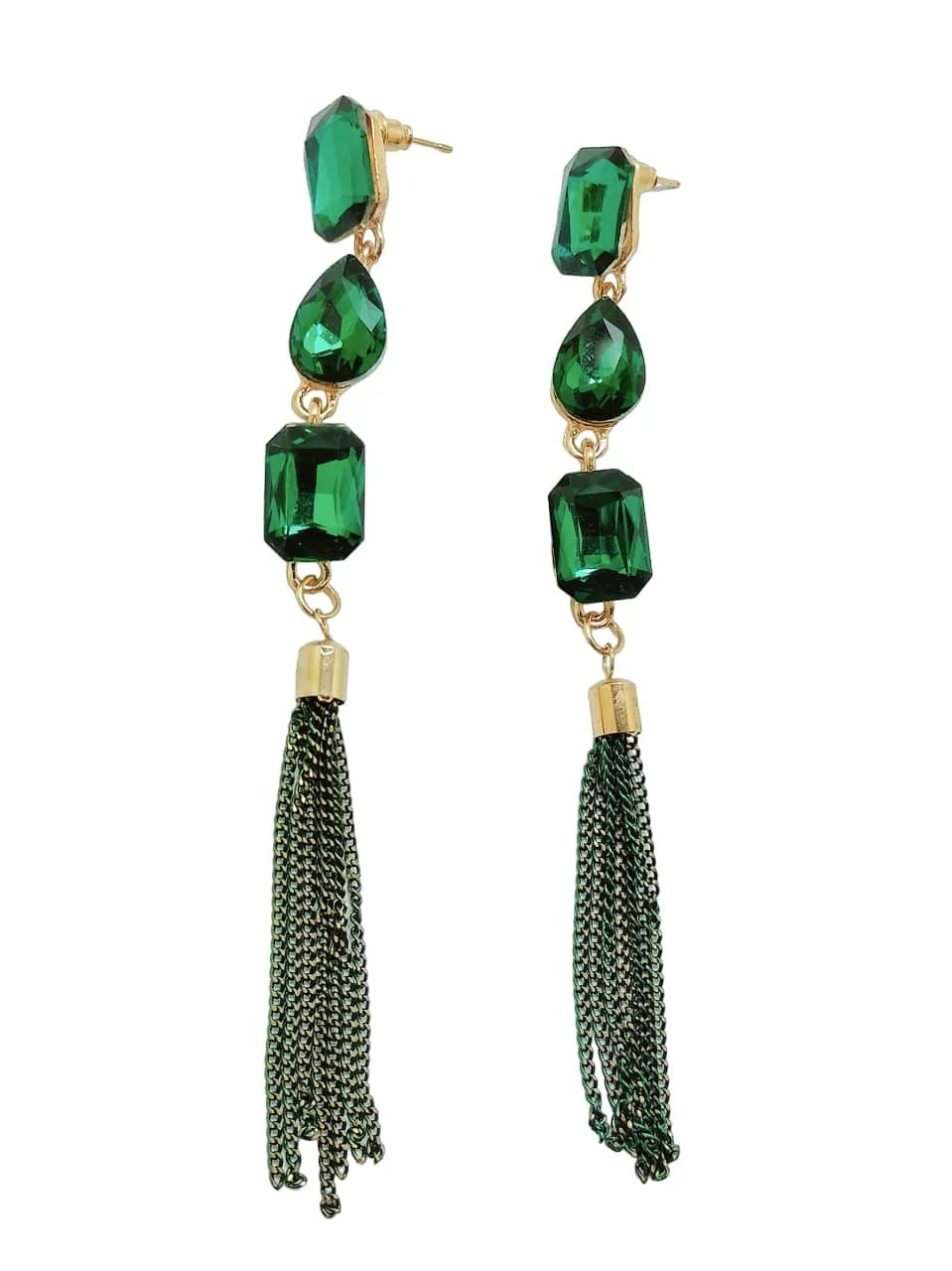 Women Green Tassel Earring