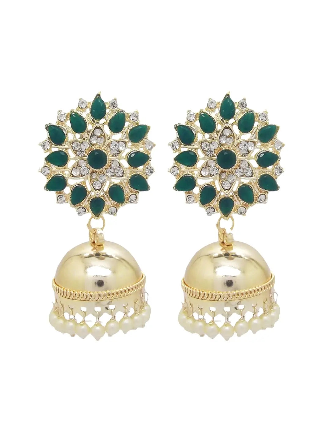 Green Kundan Floral Earrings