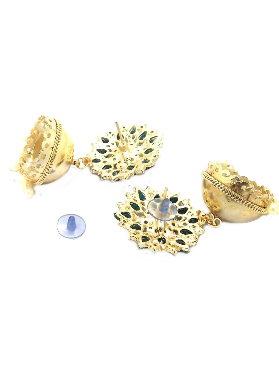 Green Kundan Floral Earrings