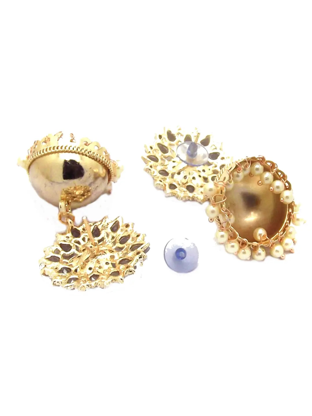 Grey Kundan Floral Earrings