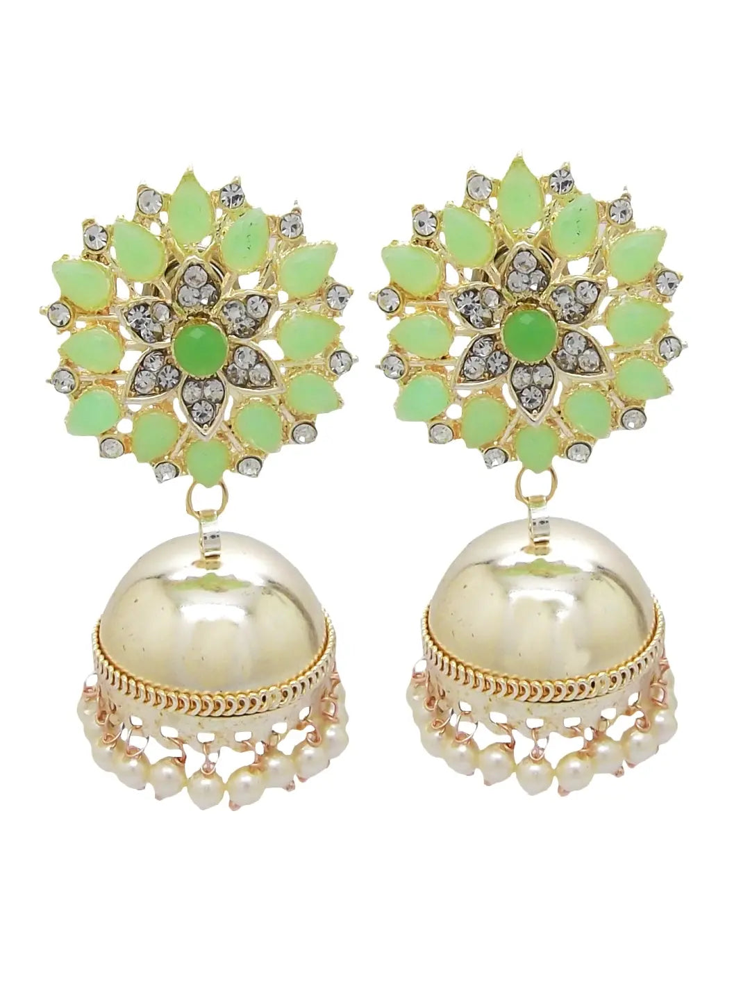 Light Green Kundan Floral Earrings