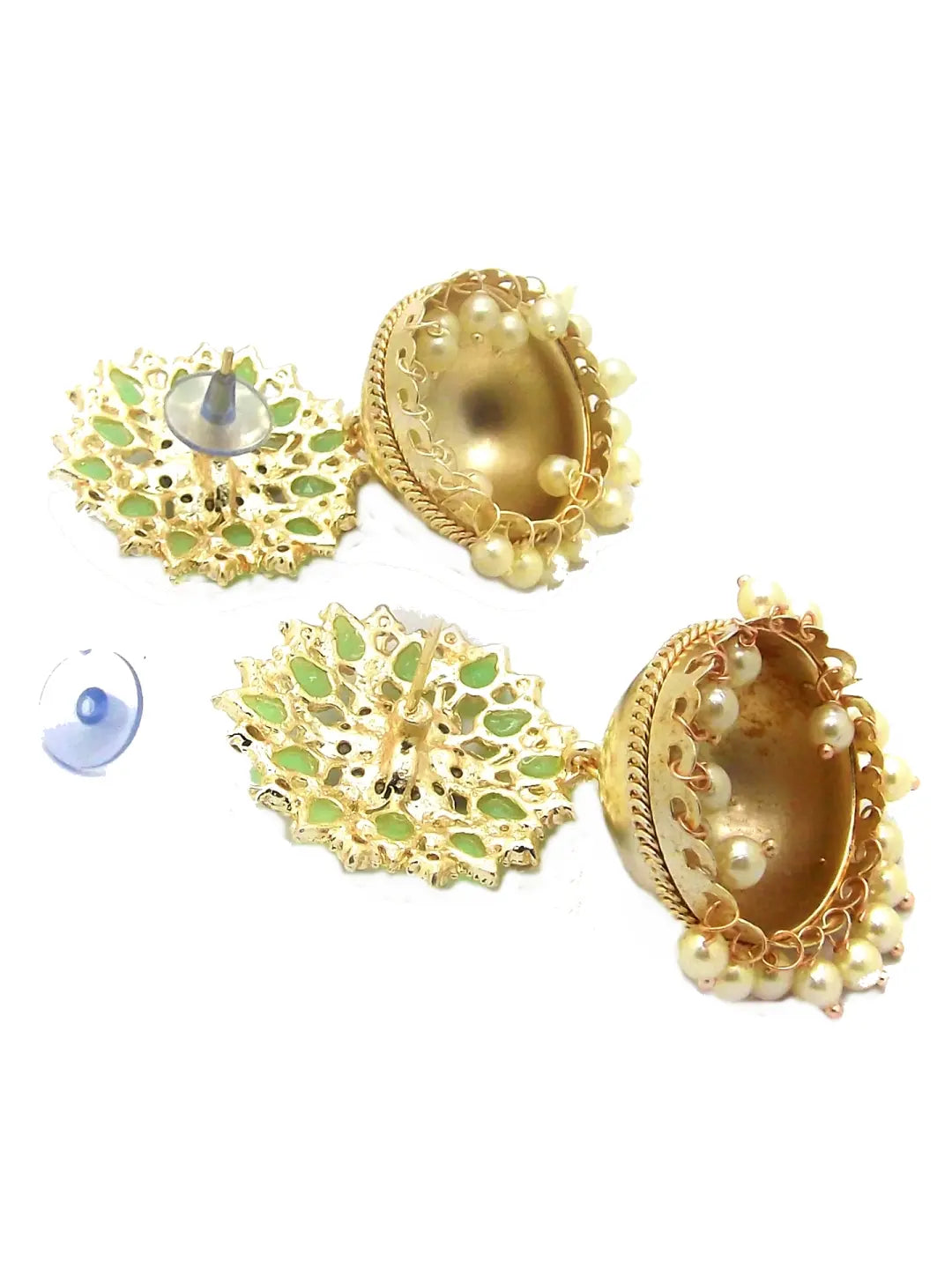 Light Green Kundan Floral Earrings