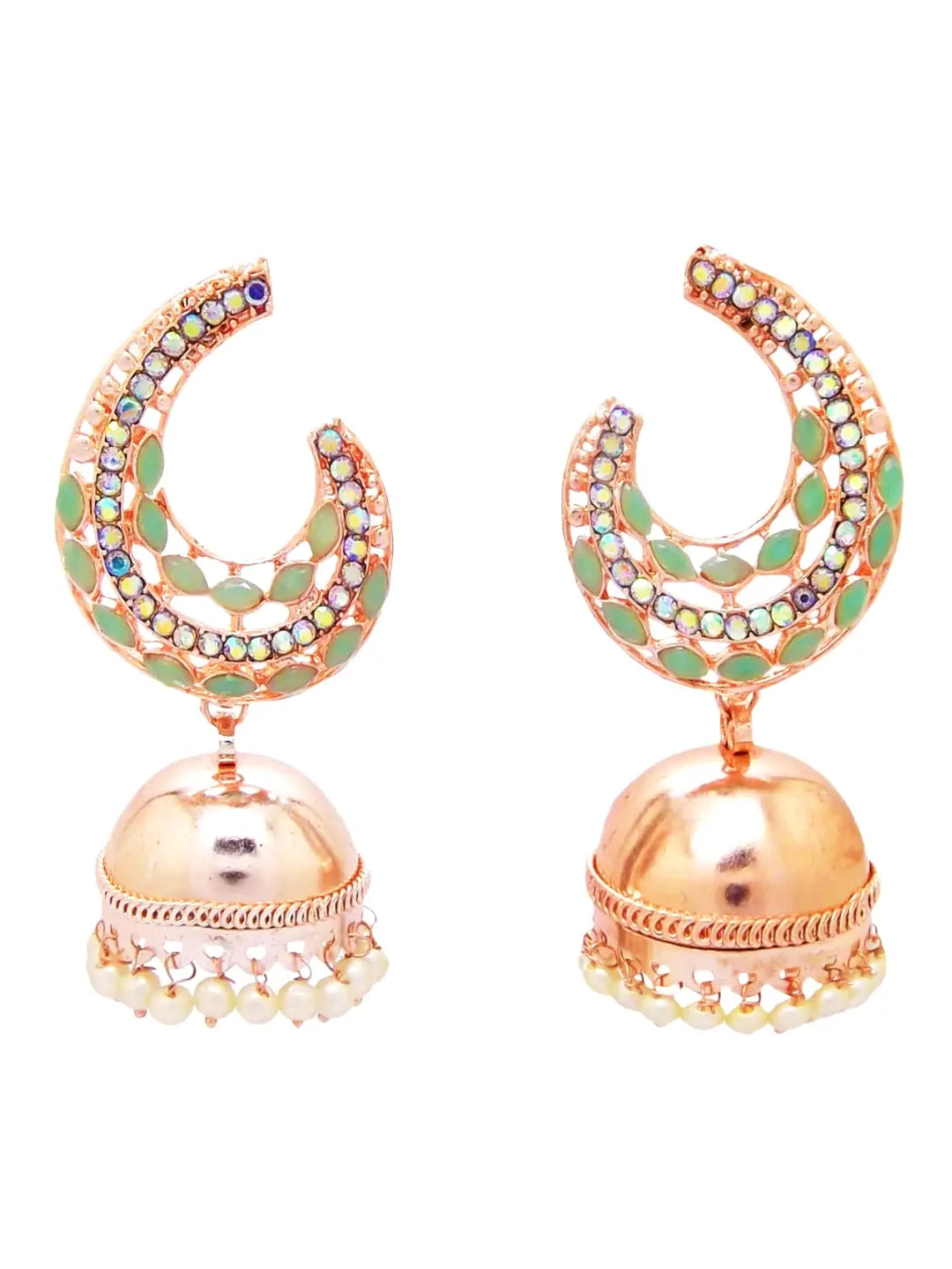 Parrot Green Kundan Jhumka Earrings