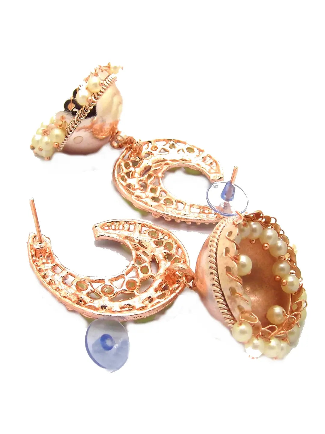 Parrot Green Kundan Jhumka Earrings