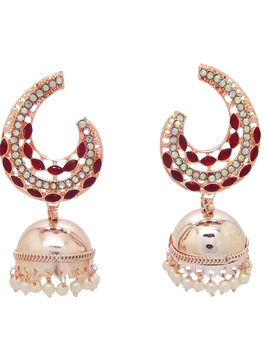 Maroon Kundan Jhumka Earrings