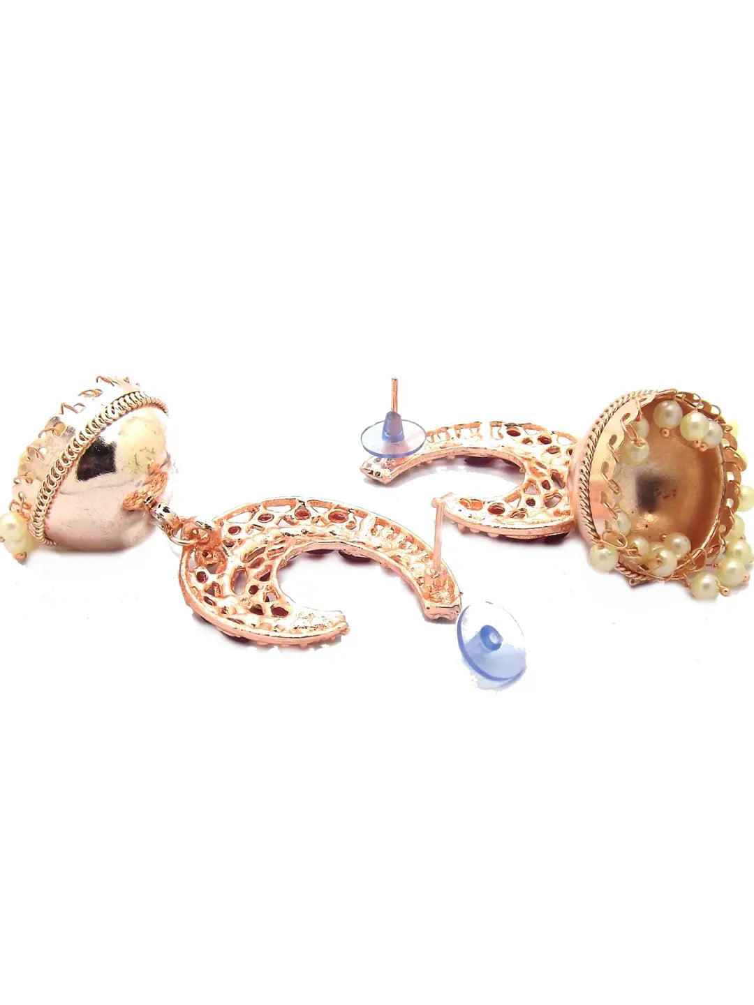 Maroon Kundan Jhumka Earrings