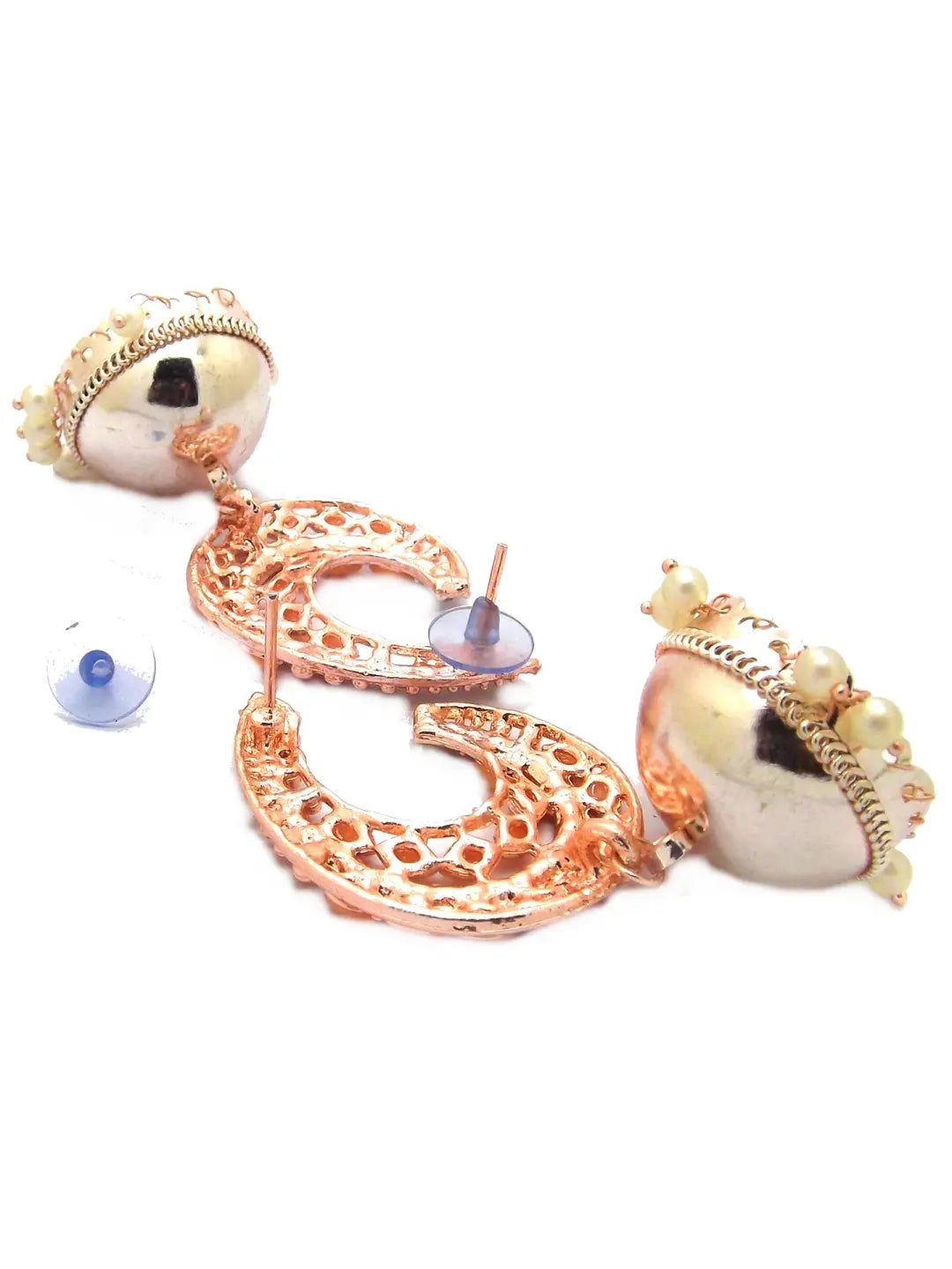 Peach Kundan Jhumka Earrings