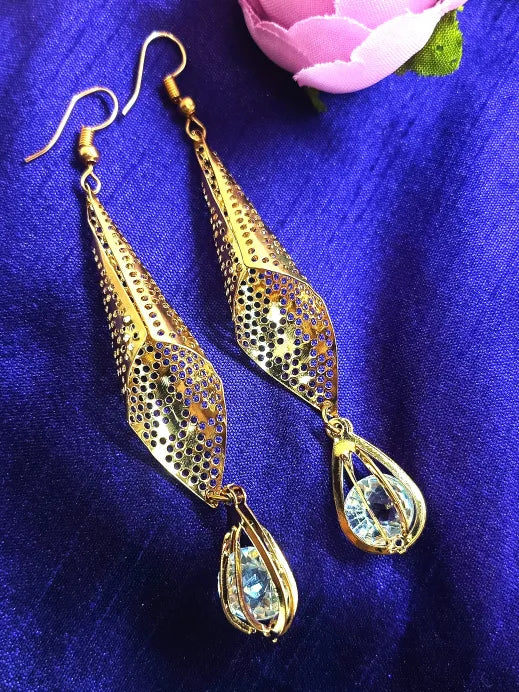 Gold-Plated Contemporary Drop Earrings