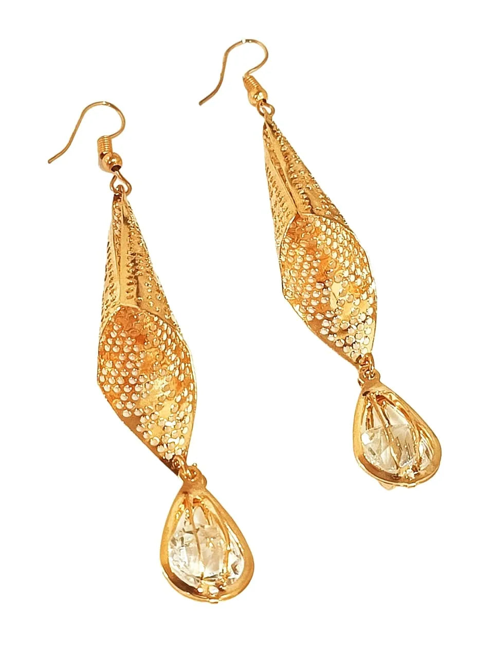 Gold-Plated Contemporary Drop Earrings