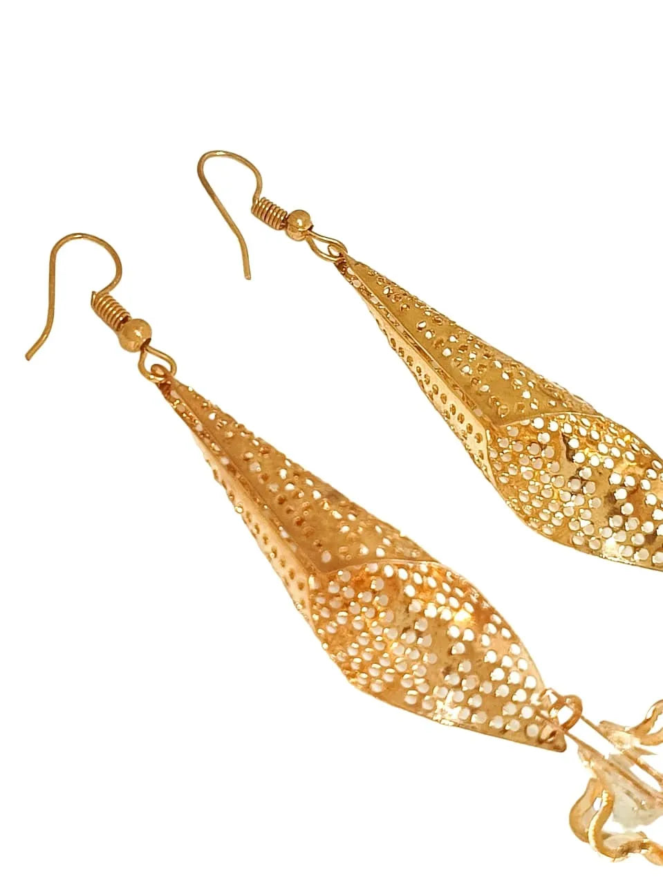 Gold-Plated Contemporary Floral Drop Earrings
