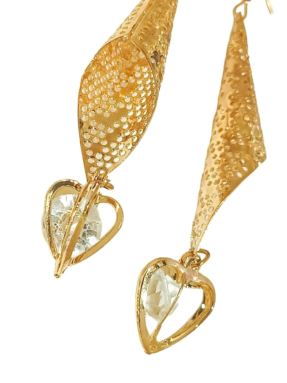 Gold-Plated Contemporary Heart Drop Earrings